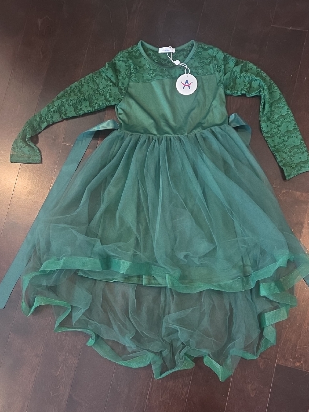 Girls' Emerald Green Lace & Tulle  Dress